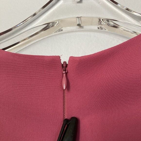 Kay Unger Dress Puff Statement Sleeve Stretch Poplin Lined Dusty Rose Event - Picture 14 of 16